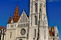 Exterior detail of the Matthias Church in Budapest. neo gothic style stone elevation. famous landmark Royalty Free Stock Photo