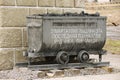 Exterior detail of the monument in the abandoned Russian arctic settlement Pyramiden, Norway.