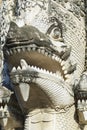 Exterior detail of the Naga (mythological Giant snake) at the 15th century Prasat temple in Chiang Mai, Thailand.