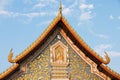 Exterior detail of the Wat Sri Khun Mueang temple in Chiang Khan, Thailand.