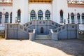 Exterior details of a medieval castle. Beautiful facade of the palace in Kossovo, Brest region, Belarus Royalty Free Stock Photo