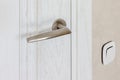 Exterior door handle and Security lock on Metal frame Royalty Free Stock Photo