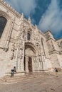 Lisbon, Portugal, January 24, 2020: exterior door of the Jeronimos monastery cathedral Royalty Free Stock Photo