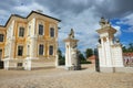 Exterior of the entrance gate to Rundale palace in Pilsrundale, Latvia. Royalty Free Stock Photo