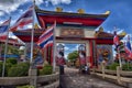 Exterior of the entrance to the Anek Kusala Sala Viharn Sien Chinese temple in Pattaya, Thailand.