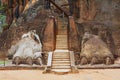 Exterior of the entrance to the Sigiriya Lion rock fortress in Sigiriya, Sri Lanka.