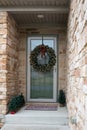 Exterior Entryway with Christmas Decorations Royalty Free Stock Photo
