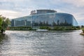 Exterior of European Parliament (Louise Weiss building, 1999) in Wacken district of Strasbourg