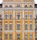 Exterior of european yellow building