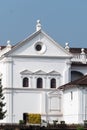 Exterior facade of the ancient Portuguese era Se Cathedral at the UNESCO heritage site of Old Goa Royalty Free Stock Photo