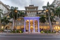 Exterior facade of the famous Moana Surfrider of the International Marketplace in Waikiki