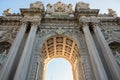 ISTANBUL, TURKEY - January 2022: Dolmabahce Entrance ot Gate of Treasure Royalty Free Stock Photo