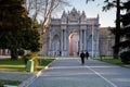 ISTANBUL, TURKEY - January 2022: Dolmabahce Entrance ot Gate of Treasure Royalty Free Stock Photo