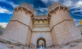 Exterior facade of the monumental Serrans Gate, Valencia, Spain