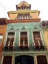 Exterior Facade of Old Building in Cuenca Ecuador Royalty Free Stock Photo