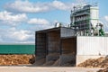 Exterior facade of a pellet mill. Sustainable and ecological industry Royalty Free Stock Photo
