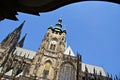 Exterior facade view of St. Vitus cathedral in Prague Castle