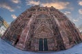 Exterior of famous Notre Dame Cathedral de Strasbourg., Alsace, France