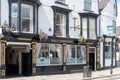 The exterior faÃÂ§ade of the popular Half Moon Inn public house bar and restaurant in the city centre of Durham