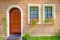 Exterior and Front Door of a Beautiful Old House Royalty Free Stock Photo