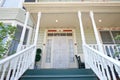Exterior, front entrance looking up stairs on old Victorian home Royalty Free Stock Photo