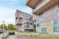 Futuristic building with underground garage