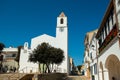 Exterior of the Iglesia de San Pedro church in Calella de Palafrugell, Catalonia, Spain, in Costa Brava region on a sunny summer