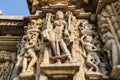 Exterior of the Jain temple Adinatha temple with scenes from the Kamasutra, in Ranakpur, Rajasthan, India Royalty Free Stock Photo