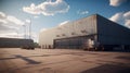 exterior large industrial warehouse. Loading doors of a warehouse. generative ai