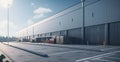 exterior large industrial warehouse. Loading doors of a warehouse. generative ai