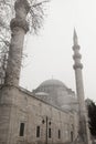 Exterior low angle day shot of domes Suleymaniye Mosque