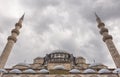 Exterior low angle day shot of domes Suleymaniye Mosque, Istanbul, Turkey Royalty Free Stock Photo