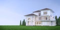 Exterior luxury house.Classic style with lawn field.Concept for real estate sale or property investment.