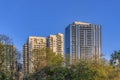 Exterior of modern luxury apartments in Austin Texas with blue sky background Royalty Free Stock Photo