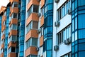 Exterior of a modern multi-story apartment building. Facade, windows and balconies Royalty Free Stock Photo