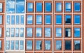 Exterior of modern office building in red bricks Royalty Free Stock Photo