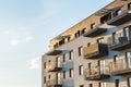 Exterior of modern residential apartment building with balconies on housing estate. Royalty Free Stock Photo