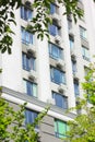 Exterior of a modern residential building. Windows, air conditioning on a facade Royalty Free Stock Photo