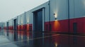 Exterior of a Modern Warehouse, Logistics Hub with Large Doors, Generative AI