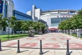 Exterior of Nationals Park as Seen from the Home Plate Entrance, with Statues of Washington Baseball Heroes in the Foreground