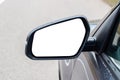 Exterior of a new car. Car rear view mirror with mockup Royalty Free Stock Photo