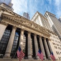 Exterior of New york Stock Exchange, Wall street, lower Manhattan, New York City, USA. Royalty Free Stock Photo