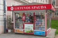 Exterior of the newspaper kiosk in Vilnius, Lithuania.