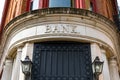 Old Bank Building Exterior with Bank Sign Royalty Free Stock Photo