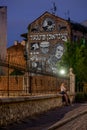 The exterior of an old building in Kazimierz, the historic Jewish quarter of Krakow, Poland.