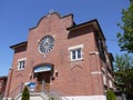 Exterior of old fashioned brick synagogue building