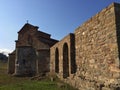 Exterior of an old stone church under the blue clear sky in Rodon, Albania Royalty Free Stock Photo