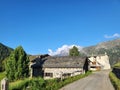 Exterior of old stone house in Val di Campo. Royalty Free Stock Photo