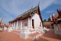 Exterior of the ordination hall, or ubosot, at Wat Yai Suwannaram, a Buddhist temple in Phetchaburi, Thailand