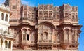 Exterior of palace in famous Mehrangarh Fort in Jodhpur, Rajasthan state, India